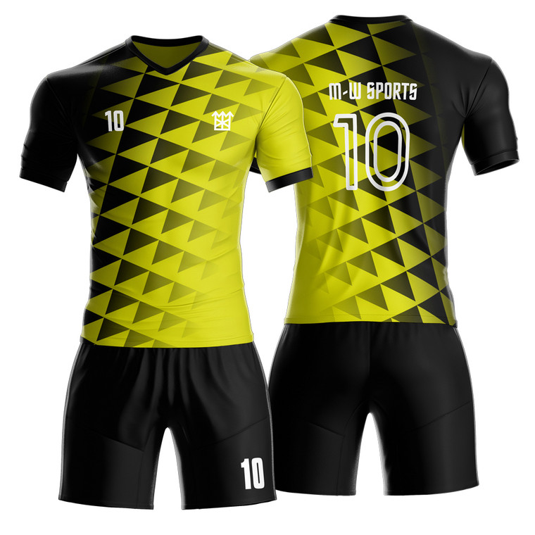 Cool And Popular Soccer Uniform Design Triangle Pattern Breathable Sublimated Men Soccer Wear 8530