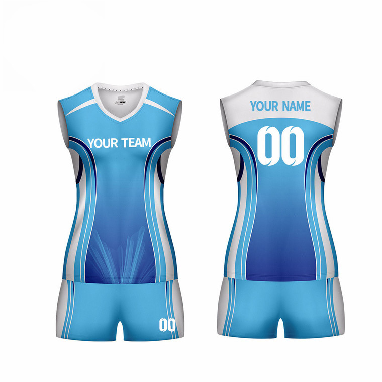 Professional Customized Breathable Volleyball Shirt Customized Sleeveless Sublimation Blue Sleeveless Volleyball Jersey