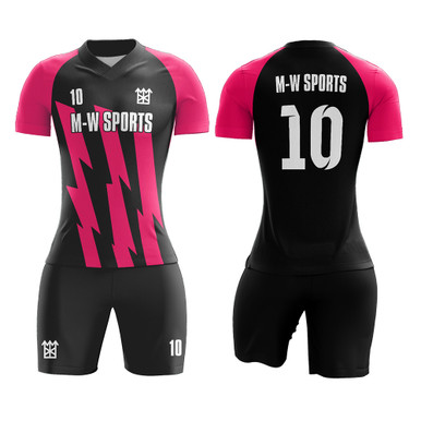 Pink Women Football Uniform Sublimation Lady Slim Fit Soccer Jersey