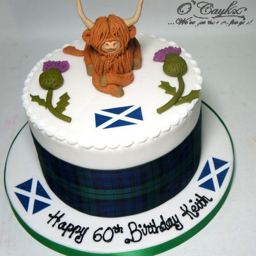 Highland Cow and Thistle Cake
