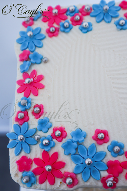 Square Buttercream Cake with Floral Border