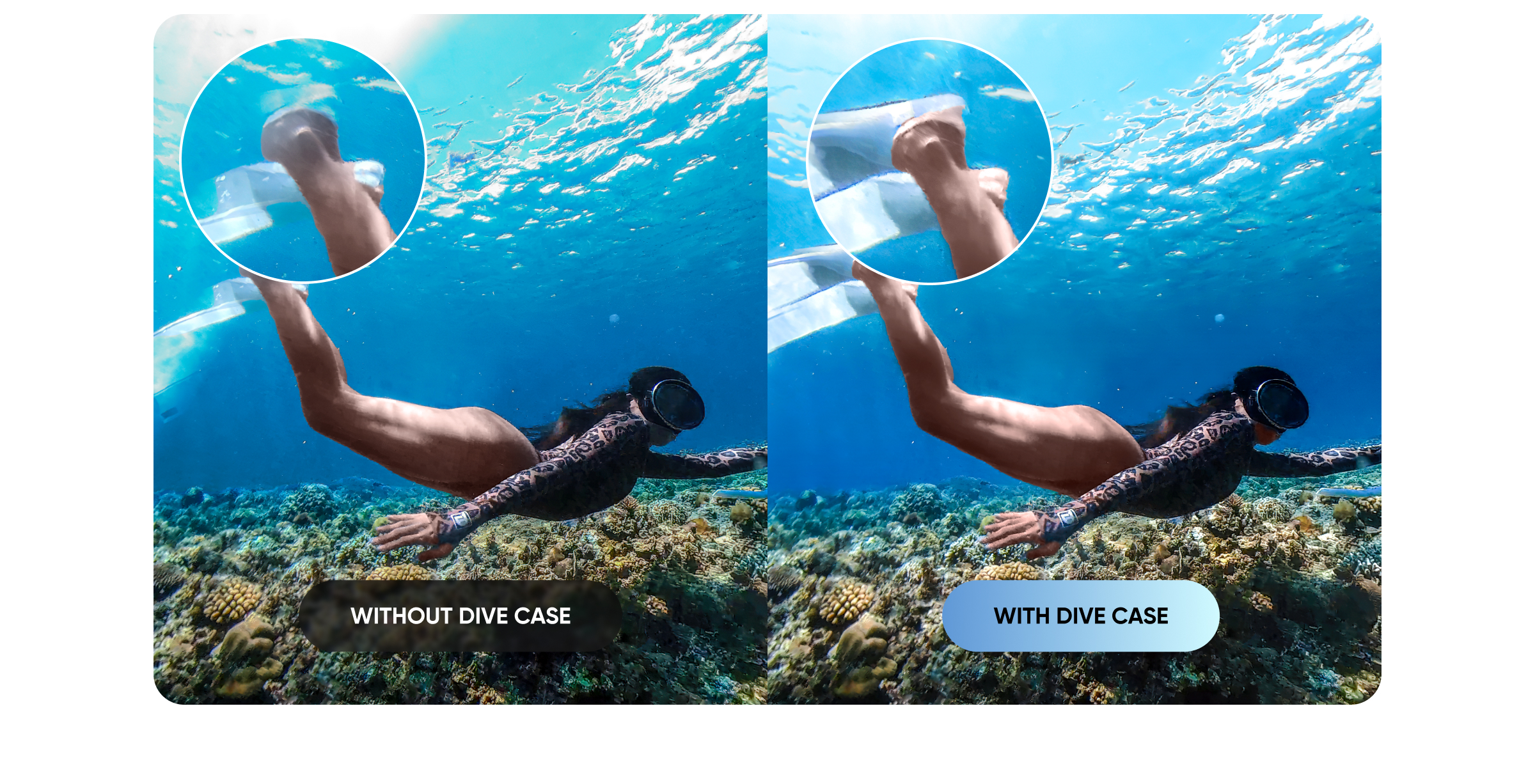 Insta360 X3 Dive Case - With and without