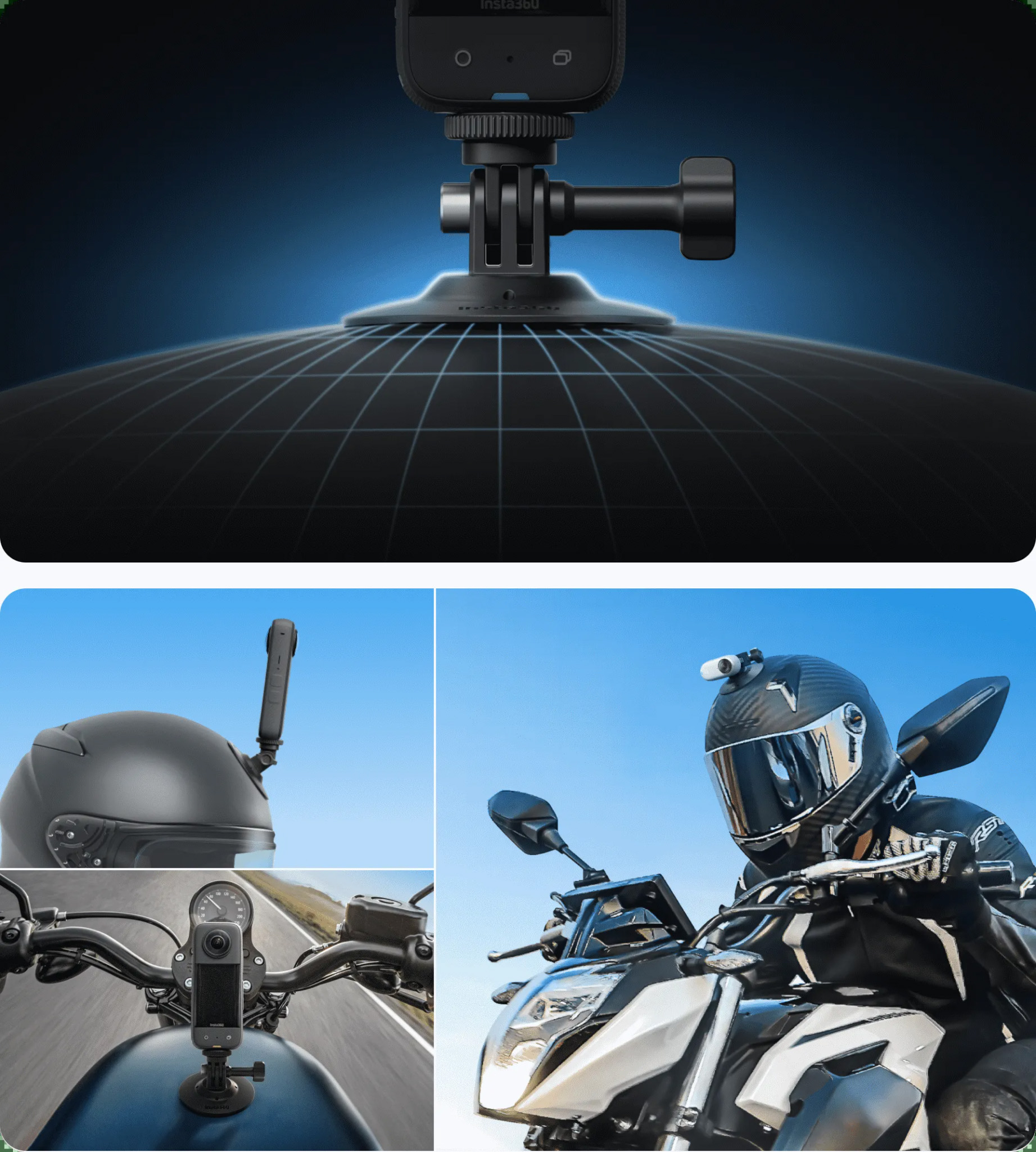 Insta360 X3 Motorcycle Mount Bundle - new - Flexible adhesive mount for even more options. Designed for curved surfaces, guaranteed to stick.
