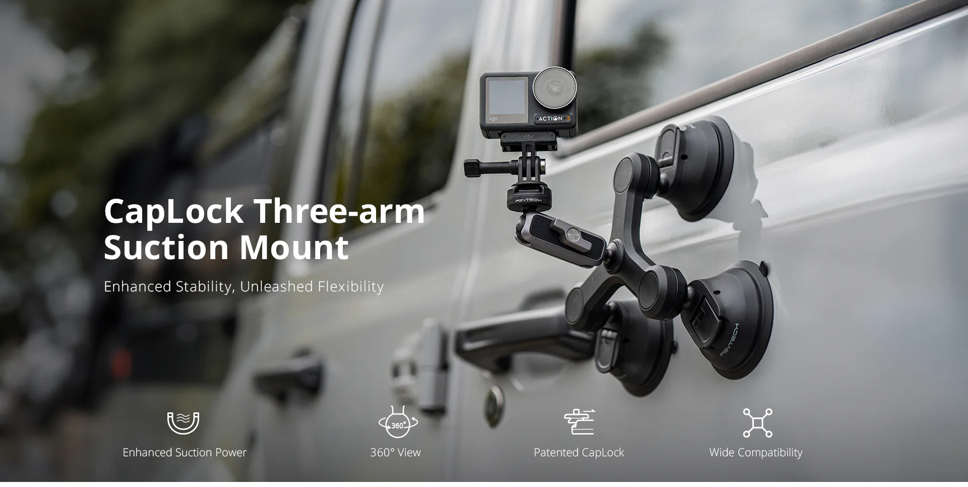 PGYTECH  P-GM-224 CapLock Three-arm Suction Mount