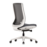 Chaise de bureau ofinto Ergo blanche avec dossier en résille respirante, sans accoudoirs – silhouette élancée
