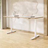 Bureau ofinto Rise avec plateau blanc bois et pieds blancs, sans système de gestion des câbles