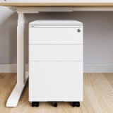Caisson de bureau ofinto blanc, version large coussin gris – caisson mobile à 3 tiroirs avec serrure, sous le bureau réglable en hauteur Elevate