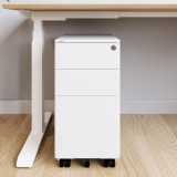 Caisson de bureau ofinto blanc, version étroite sans coussin – caisson mobile à 3 tiroirs avec serrure, sous le bureau réglable en hauteur Elevate
