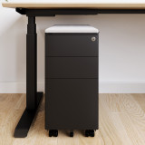 Caisson de bureau ofinto noir, version étroite coussin gris – caisson mobile à 3 tiroirs avec serrure, sous le bureau réglable en hauteur Elevate