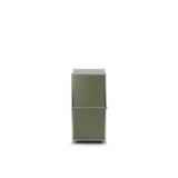 Commode Cubox à abattant en vert olive, vue de côté, photo en studio