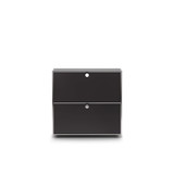 Commode Cubox 2 niveaux, 2 abattants en noir, vue de face, photo en studio