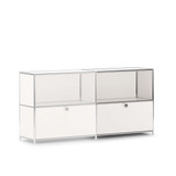 Kit d'extension Cubox 2 niveaux, 1 abattant en blanc accolé à un meuble Cubox existant, vue de trois quarts, photo en studio