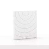 Soft Panel pour meuble Cubox en gris glacier sans bouton métallique, photo en studio, vue de trois quarts, motif d'arcs concentriques
