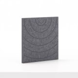 Soft Panel pour meuble Cubox en gris granit sans bouton métallique, photo en studio, vue de trois quarts, motif d'arcs concentriques