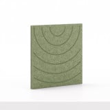 Soft Panel pour meuble Cubox en vert mousse sans bouton métallique, photo en studio, vue de trois quarts, motif d'arcs concentriques