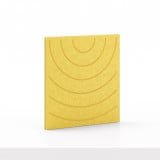 Soft Panel pour meuble Cubox en jaune soleil sans bouton métallique, photo en studio, vue de trois quarts, motif d'arcs concentriques