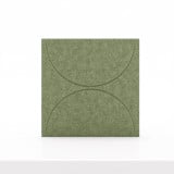Soft Panel pour meuble Cubox en vert mousse sans bouton métallique, photo en studio, vue de face, motif de deux arcs opposés