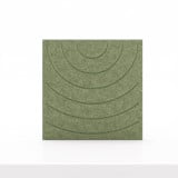 Soft Panel pour meuble Cubox en vert mousse sans bouton métallique, photo en studio, vue de face, motif d'arcs concentriques
