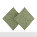 Soft Panel pour meuble Cubox en vert mousse sans bouton métallique, photo en studio, deux panneaux disposés en losange