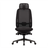 Chaise de bureau ofinto Cloud noir sans accoudoirs avec appuie-tête, chaise de bureau ergonomique vue de face