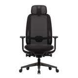 Chaise de bureau ofinto Cloud noir avec accoudoirs avec appuie-tête, chaise de bureau ergonomique vue de face