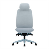 Chaise de bureau ofinto Cloud bleu sans accoudoirs avec appuie-tête, chaise de bureau ergonomique vue de face