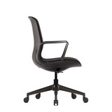 ofinto Flex Office noir avec accoudoirs, vue de dos – coque arrière structurée à motif géométrique et fabrication robuste pour un mobilier de bureau durable