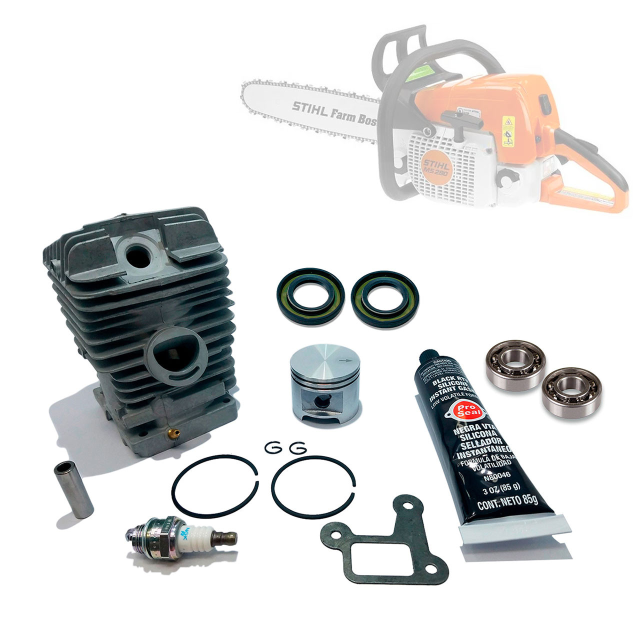 Stihl MS-180 Chainsaw Cylinder Kit with Silicone Gaskets and Oil Seals