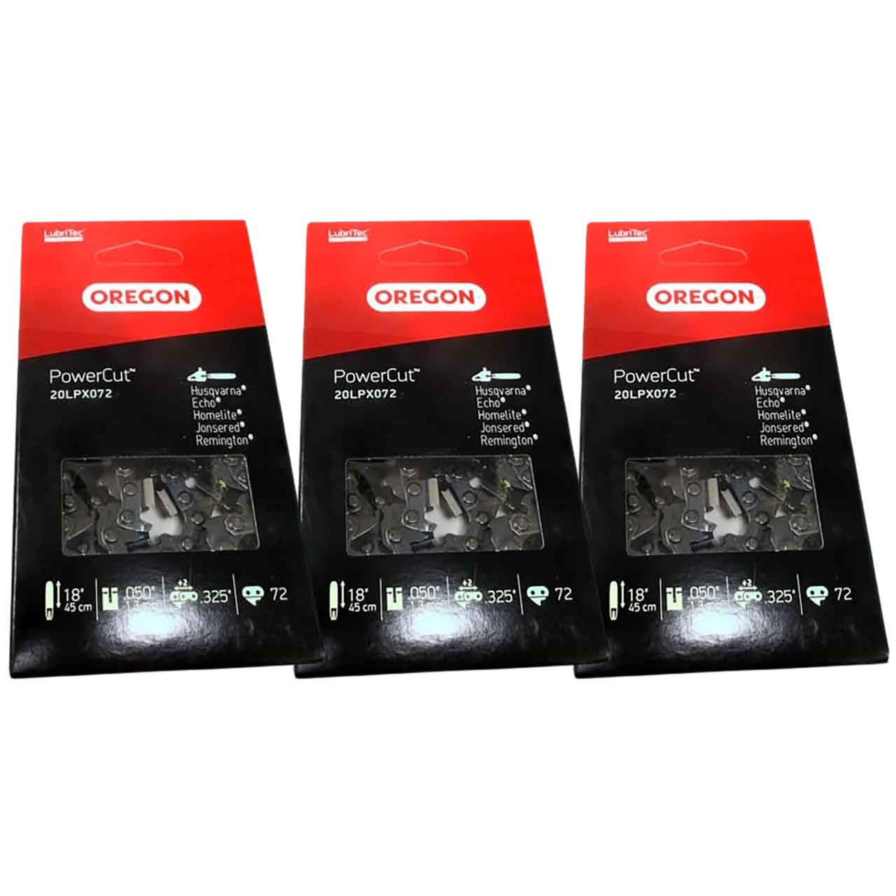 Oregon 20LPX072G Chainsaw Chain – .325" 72 DL, 3-Pack For ECHO CS-400, CS-440, CS-510 (18")