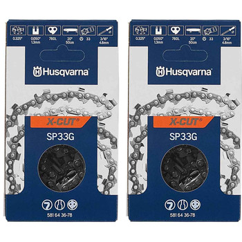 HUSQVARNA Chains - X -CUT SP33G ,20"BAR, 78 DRIVE LINKS, .050"GAUGE, .325" - 2 PACK