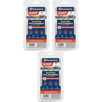 HUSQVARNA Chains - X -CUT (2pk) ,14"BAR, 52 DRIVE LINKS, .050"GAUGE, 3/8"   - 3 PACK