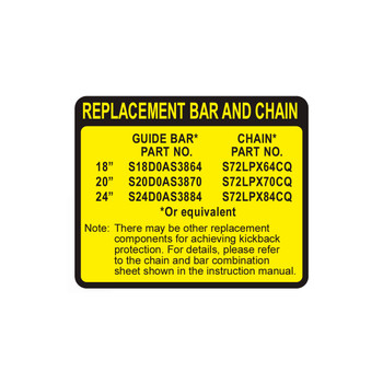 Shindaiwa Bar & Chain Label X524005540 OEM