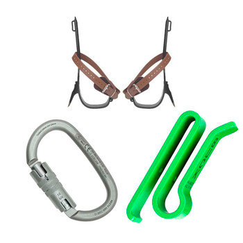 Silver Ovalone Carabiner Kit With BuckCarrier Chainsaw Carrier And Steel Tree Climber with Foot Stra