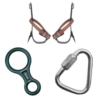 Alum Alloy Descenders Kit With Polish Quick Link Connectors And Steel Tree Climber with Foot Straps