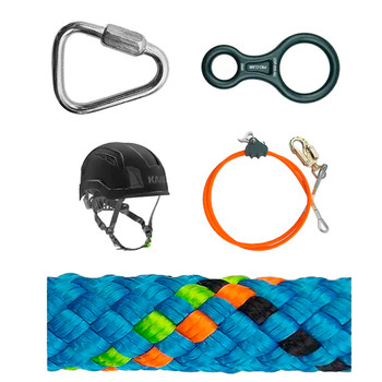 Blue, Lime Static Pro Rope , Line And Hardware Kit With Black Zenith X Air Safety Helmet