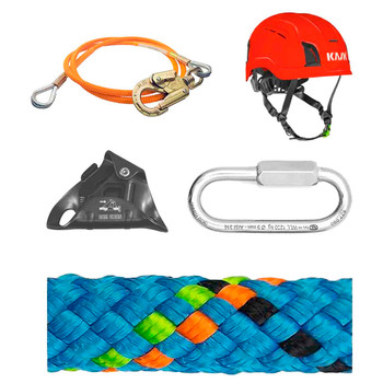 Blue, Lime Static Pro Rope , Line And Hardware Kit With Red Zenith X Air Safety Helmet