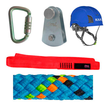 Blue, Lime Static Pro Rope , Straps And Hardware Kit With Blue Zenith X2 Safety Helmet