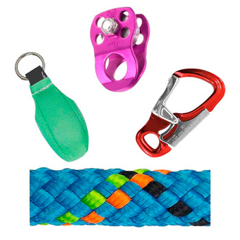 Blue, Lime Static Pro Rope And LINE Kit With TANGO Fixed-Eye Snaphook And Aluminum Pulley Kit