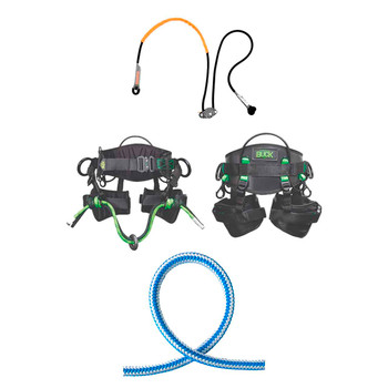 Blue, White 16 Strand Arborist Rope Kit With Black, Orange Trimmer Adjustable Lanyard And XLarge, 40