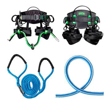 Blue, White 16 Strand Arborist Rope Kit With Blue Whoopie Sling Rope And Medium, 32" - 36" Buckcraft