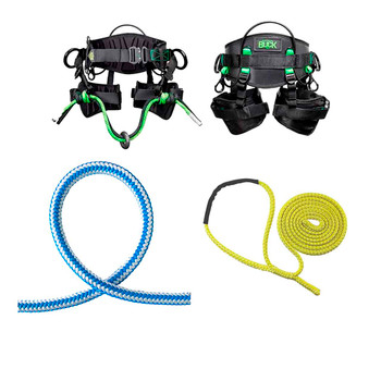 Blue, White 16 Strand Arborist Rope Kit With Yellow Loopie Sling Rope And Small, 28" - 32" Buckcraft