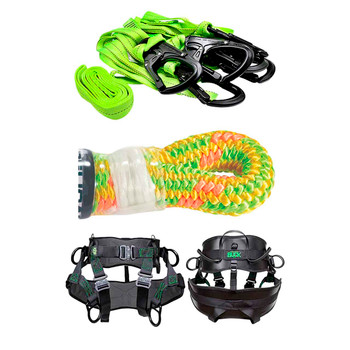 Green, Orange, Yellow Arborist Pro Climbing Rope Kit With Green Speed Line Kit And Medium, 32" - 36"