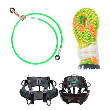 Green, Orange, Yellow Arborist Pro Climbing Rope Kit With Treesqueeze Positioning Lanyard And Medium