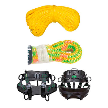 Green, Orange, Yellow Arborist Pro Climbing Rope Kit With Yellow Zing-It Throw Line And XLarge, 40" 
