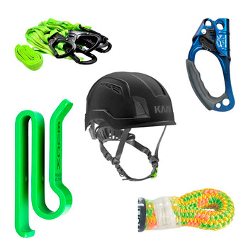 Green, Orange, Yellow Pro Rope , LINE And Hardware Kit With Black Zenith X Air Safety Helmet