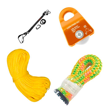 Green, Orange, Yellow Pro Rope And LINE Kit With Knee Ascender And Aluminum Pulley Kit