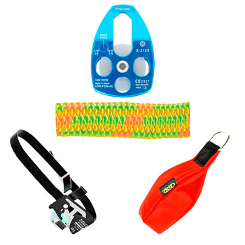 Green, Orange, Yellow Pro Rope And LINE Kit With Stryder RT Foot Ascender And Aluminum Pulley Kit