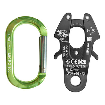 Lime Green ALUMINUM CARABINERS Kit With Black FROG CABLE Connector