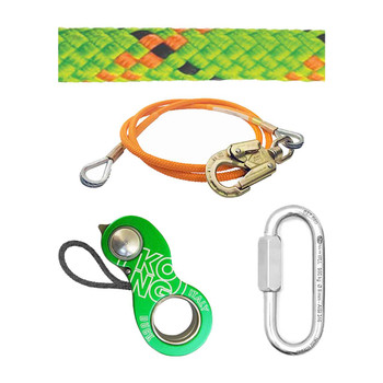 Lime, Orange Static Pro Rope And Line Kit With Multi Use Clamp And Quick Link Connector Kit