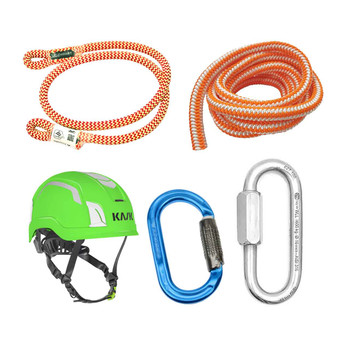 Orange, White 16 St Rope , LANYARD And Hardware Kit With Green Zenith X2 Safety Helmet